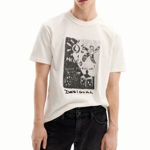 Desigual Arty Embroidered  White Short Sleeve Tee with Graphic Print Size XL NwT